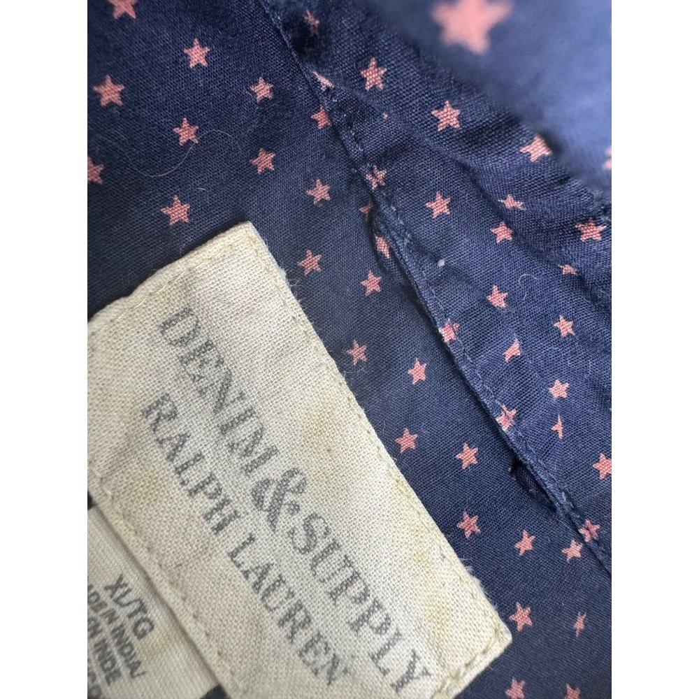 Denim and Supply Ralph Lauren Men Shirt Short Sleeve Star Print Navy Blue XL - Picture 3 of 4